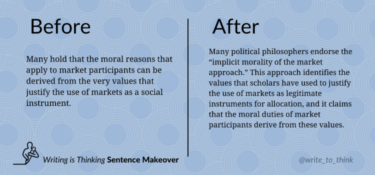 Political Philosophy Sentence Makeover: markets and morals Political Philosophy Sentence Makeover: markets and morals